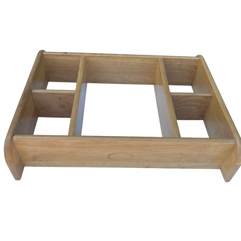 Vintage Solid Wood Wall Hanging Shadow Box Display Shelf 5 Compartment